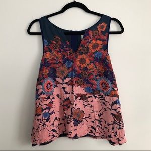 ANTHROPOLOGY FLORAL SLEEVELESS TOP
